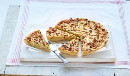 Quiche met spekjes en prei