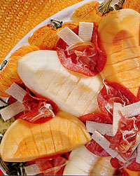Lekkere meloen met parmaham en salami recept