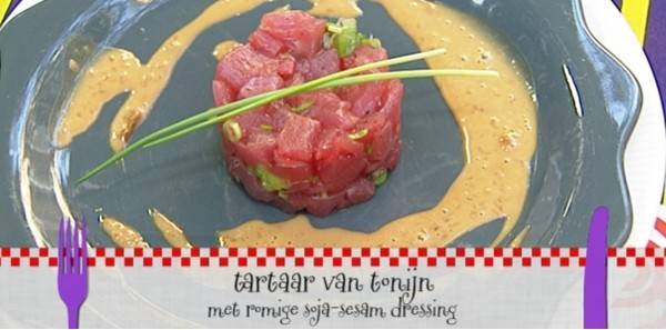 Tartaar van tonijn met een romige soja- sesamdressing. recept ...