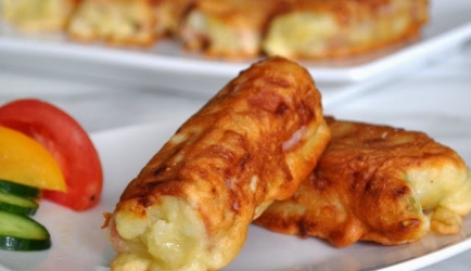 Ham&comma; kaas en aardappelpuree rolletjes recept