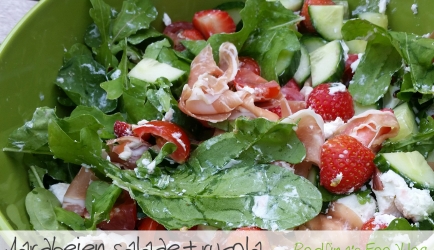 Aardbeien salade met rucola en geitenkaas recept