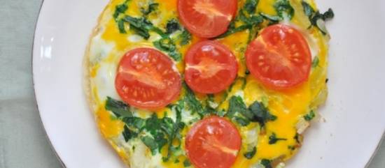 Luchtige spinazieomelet met gegrilde tomaatjes recept