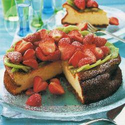 Kwarktaart met aardbeien en kiwi recept