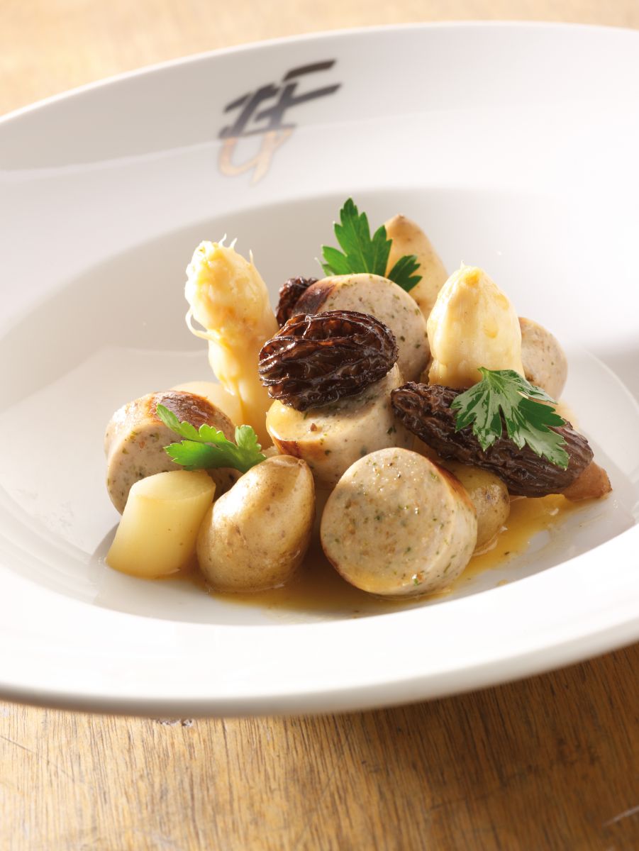 Recept 'witte pensen met asperges en morilles'