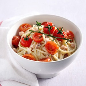 Spaghetti alla carbonara e pomodorini recept