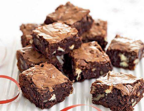 Brownies met chocolade, kersen en walnoten. recept