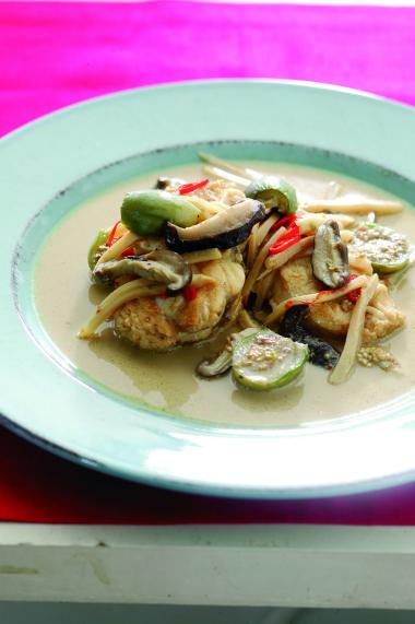 Recept 'gestoofde zeeduivel op thaise wijze'