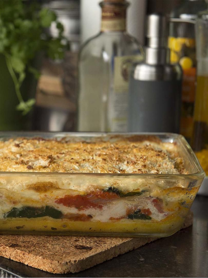 Recept 'lasagne van vlaswijting, tomaat en spinazie'