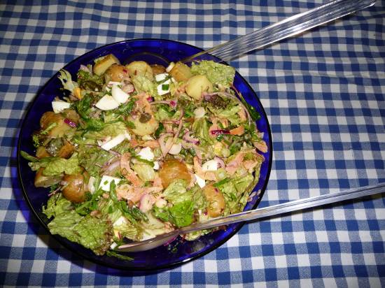 Noorse aardappelsalade met zalm recept