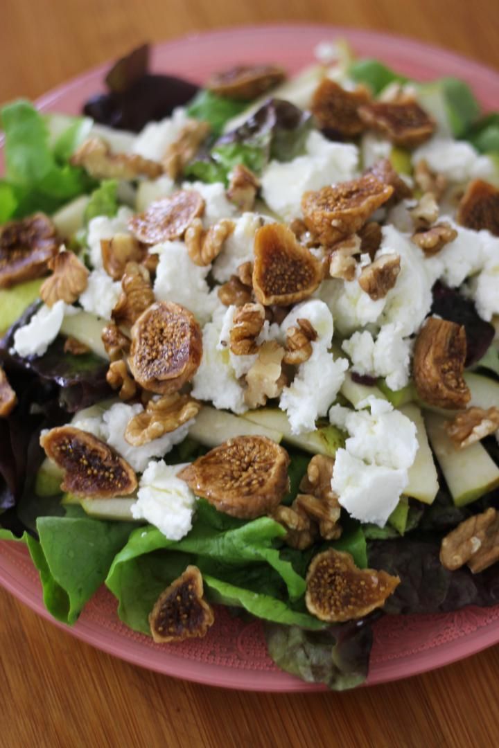 Recept 'salade met peer, walnoten en geitenkaas'