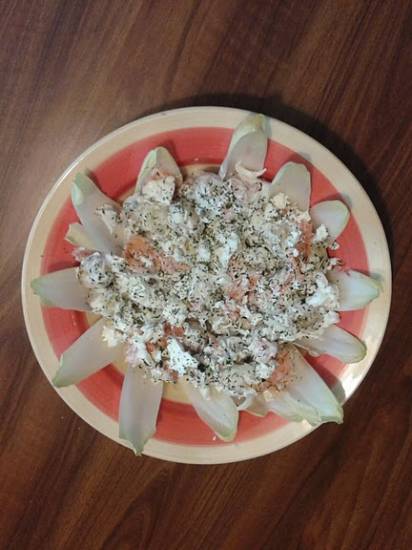 Witlof-aardappelsalade met zalm recept