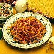 Groente spaghetti met gevulde vleesrolletjes recept