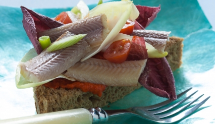Open sandwich met paling, witlof en paprika-tapenade recept ...