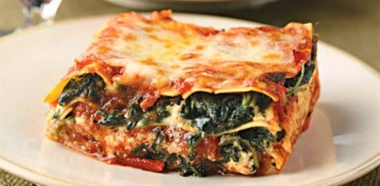 Lasagne met spinazie, pesto en roomkaas recept