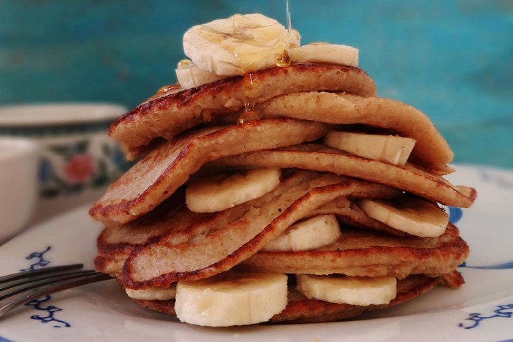 Healthy havermout pannenkoeken met honing & banaan