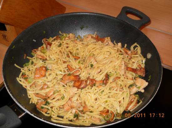Spaghetti met kipfilet, paddenstoelen en marsala recept