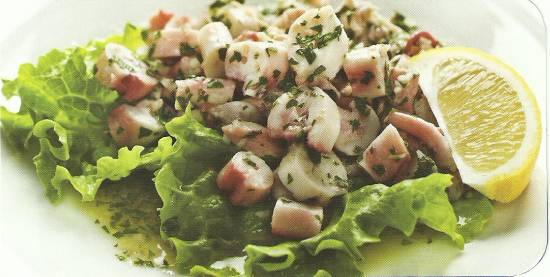 Salade met inktvis en witte bonen recept