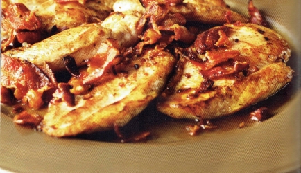 Kipschnitzel met bacon en witte wijn recept