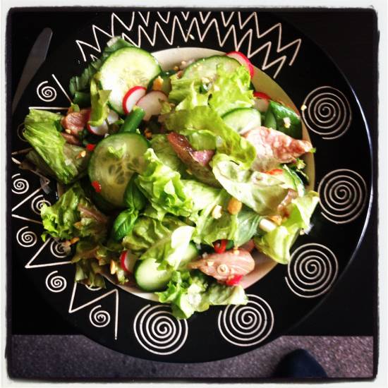 Salade van in limoen gegaard rundvlees recept