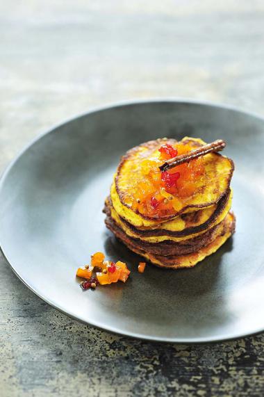 Recept 'pumpkin pancakes met pittige chutney'