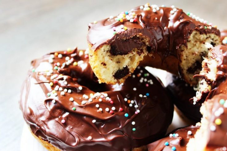 Homemade chocolate chip donuts