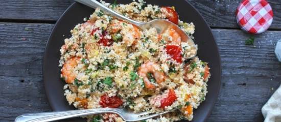Gegrilde garnalen met couscous salade recept