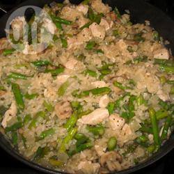 Romige risotto met kip en asperges recept