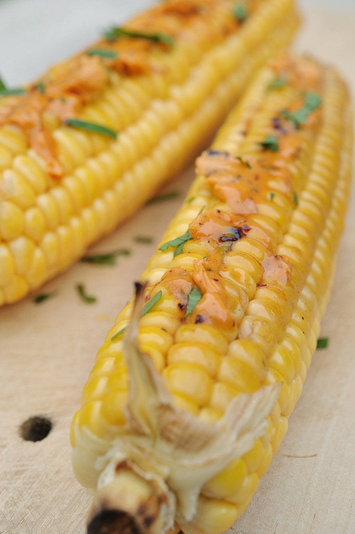 Recept 'geroosterde maïs met zoete chiliboter'