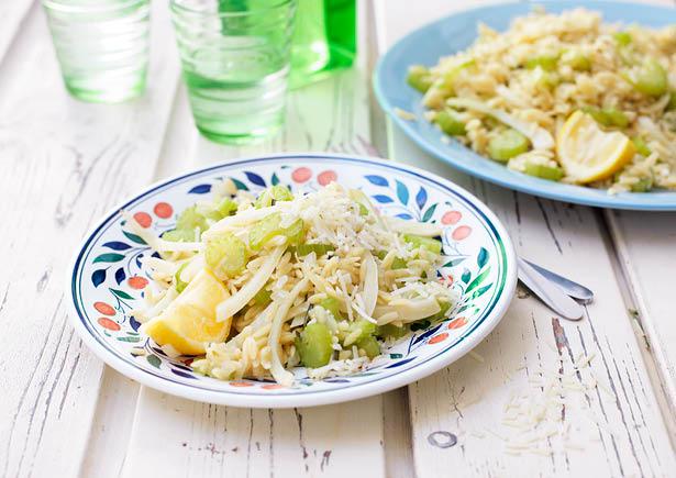 Risotto van orzo met venkel en bleekselderij