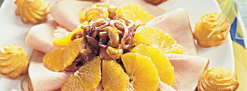 Fricandeau met sinaasappel en rode uien recept