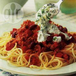 Kalkoenchili met spaghetti recept
