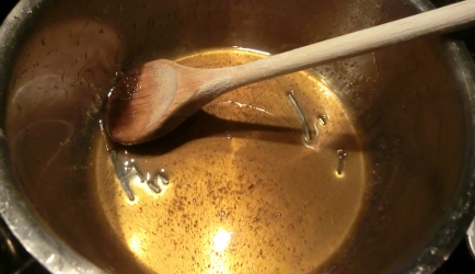 Garnalen met karamelsaus en citrusdressing recept