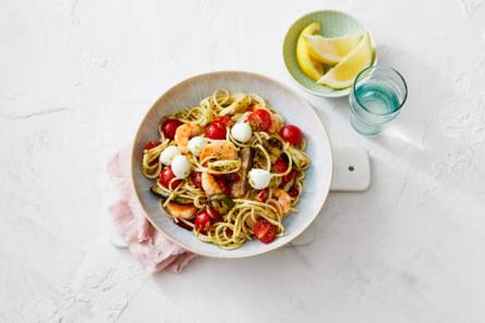 Grand'italia's pasta pesto met garnalen, gegrilde groenten en ...
