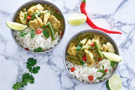 Thaise curry met bloemkoolrijst en zachte visfilet