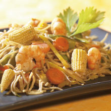 Scampi's met groenten in de wok recept