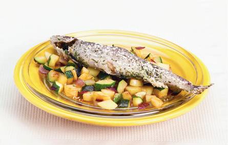 Forel op kruidig zoutbed