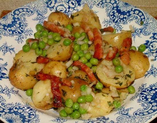 Aardappelsalade met munt en spek recept