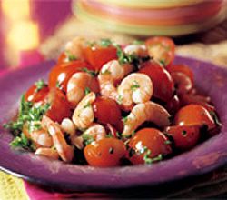 Sla van tomaatjes en garnalen recept