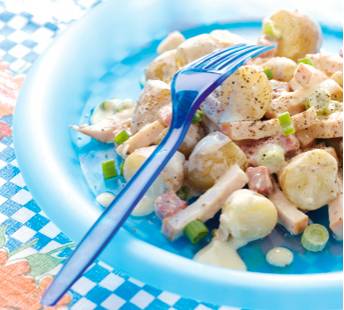 Aardappelsalade met kip recept