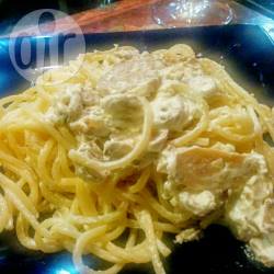 Spaghetti met champignons en roomkaas recept