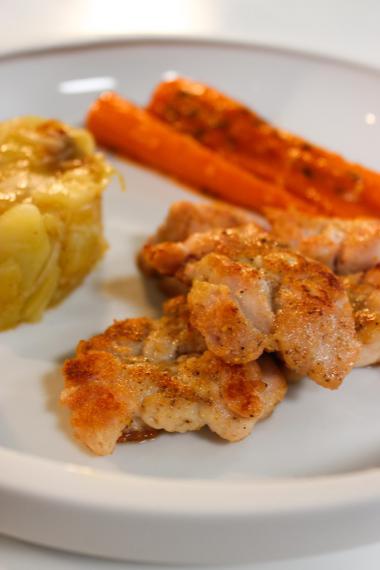 Recept 'kalfszwezeriken met wortels en aardappelschijfjes'