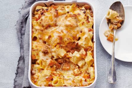 Pasta met flespompoen en kaas