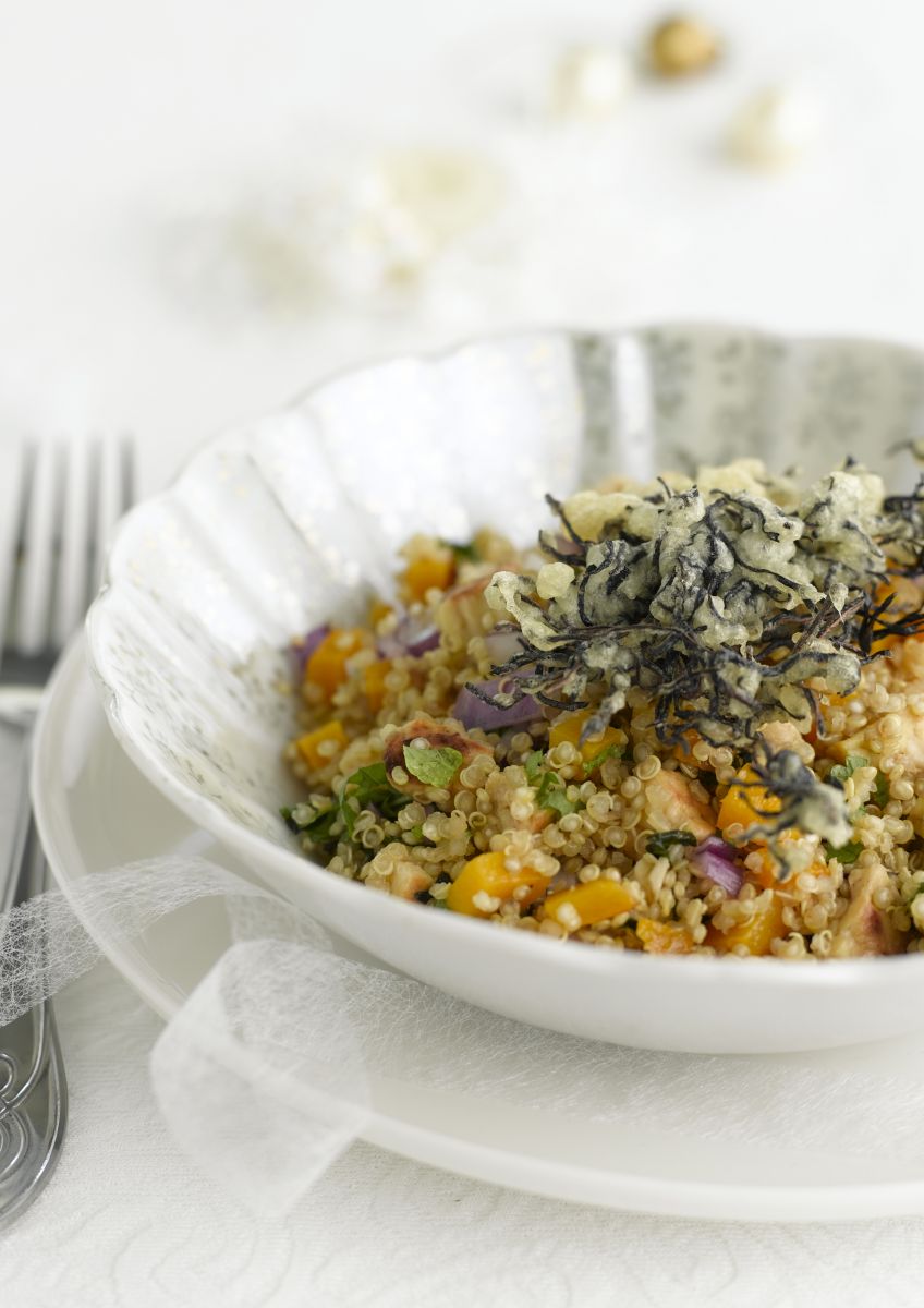 Recept 'quinoa salade met tempura van zeewier'