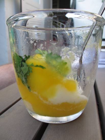 Citroenijs met mango-gembersaus recept