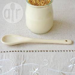 Soja yoghurt met ahorn siroop en praline recept