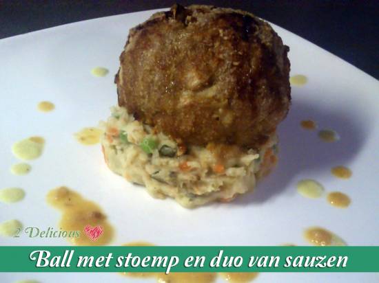 Ball met stoemp en duo van sauzen recept