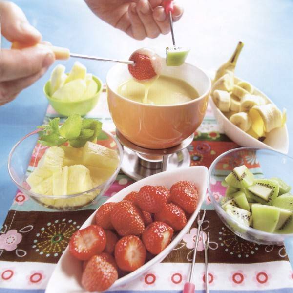 Witte chocolade fondue met fruit recept