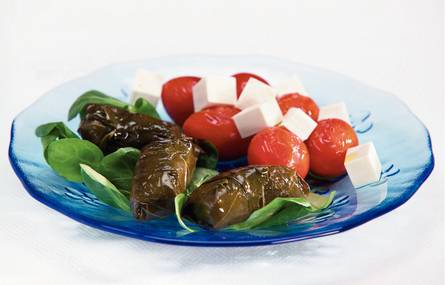 Griekse dolmas met tomatensalade
