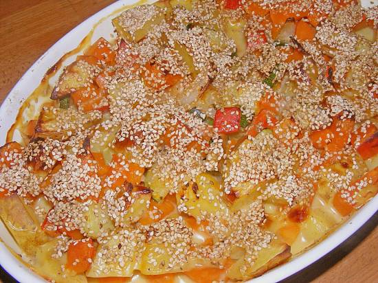Herfstige herfst ovenschotel, groente en sesamkorst recept ...