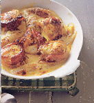 Een gratin van zeeduivel met rauwe ham en lof recept